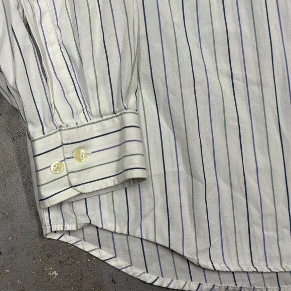 Harry Rosen Dress Shirt Striped Long Sleeve White Cotton 15 1/2 Medium - Picture 3 of 6